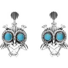 Men Earrings Sterling Silver Turquoise Owl Stud Earrings