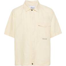 Stone Island Shirts Stone Island logo-embroidered button-up shirt men Cotton/Hemp Yellow