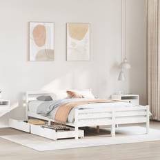 vidaXL Solid Wood Bed Without Mattress 135x190 cm