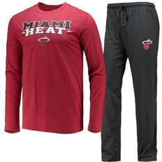 Black Pajamas Concepts Sport Men's Black, Red Miami Heat Long Sleeve T-shirt and Pants Sleep Set Black, Red Black/Red (XXLarge)