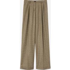 Flanelli Housut Pinko Pantalon Large Flanelle À Carreaux - Camel/Vert Clair