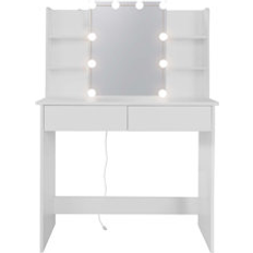 Ebern Designs White Dressing Tables Ebern Designs Makeup Vanity Desk 53.34" H X 15.75" W X 35.43" D Dressing Table