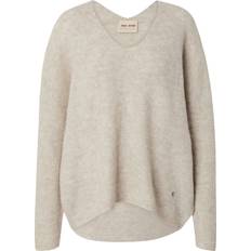 Mos Mosh Överdelar Mos Mosh MMThora V-neck Knit Stickat Feather Gray