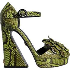 Dolce & Gabbana Exotic Leather Ankle Strap Heels Yellow