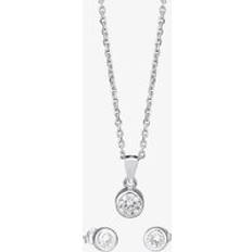 Jewellery Sets on sale T.H.Baker Silver Cubic Zirconia Bezel-set Pendant and Earring Set SET11215