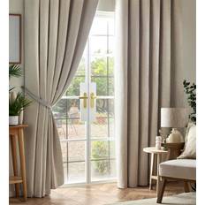 Luxury Living Chenille Blackout Pencil Pleat Top Curtains 117 cm x 229 cm Cream