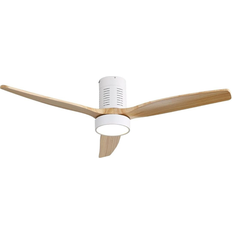 Bed Bath & Beyond 52" Modern Mount Fan with LED and Remote Control White + Natural Wood Ceiling Flush Light