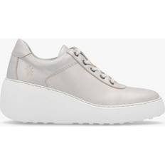 Fly London Trainers Fly London Dipo Silver Leather Wedge Trainers 40, Colour: Silver