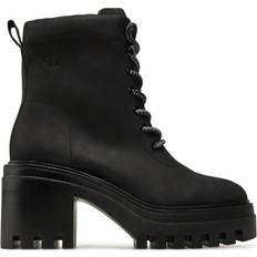 Calvin Klein Jeans Leather Chunky Heeled Boots Black