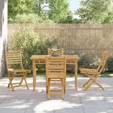 4 Patio Dining Sets vidaXL 5-tlg. Garten-Essgruppe Bambus Essgruppe, 1 Tisch einschl. 4 Stühle