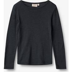 Merinould - Piger Overdele Wheat WHEAT Langærmet Uld T-shirt Alfie navy