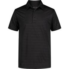 Nautica Active Short Sleeve Polo Shirt Button Closure Embossed Stripes - Black