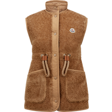 Moncler Solid Colour Vests Moncler Tan Bost Teddy Faux-Shearling Down Vest 26C Beige