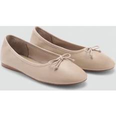 Mango Low Shoes Mango Leather ballet flats with bow light/pastel brown Woman Light/Pastel Brown