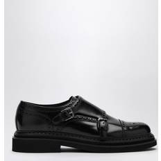 Dolce & Gabbana Low Shoes Dolce & Gabbana Brushed Calfskin Monkstrap Shoes Man Driver Shoes And Loafers Black Leather