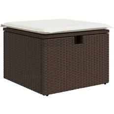 vidaXL Gartenhocker Mit Kissen Braun 55x55x37 cm Poly Rattan Lounge-Set