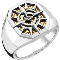 Multicoloured Rings Thomas Sabo Womens Compass 18ct Yellow Gold-plated, Sterling-silver and Zirconia Signet Ring MULTICOLOURED
