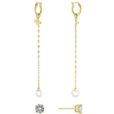 Macy's Silver Plated Earrings Macy's Cubic Zirconia Studs and Hoop Chain Drop Air Pods Holder in Gold Over Silver Plated Gold