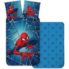 Spiderman Sängkläder 140x200 cm - Vändbart Överdrag Med 2 Design - 100% Bomull