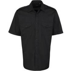 Premier Mens Short-Sleeved Pilot Shirt (Black)
