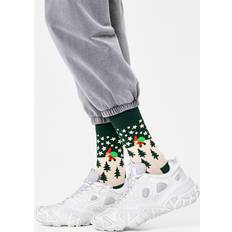 Røde Sokker Happy Socks Dark Green Santa On The Way Crew Sock Dark Green, White, Red, Light Green 41-46