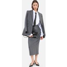 Grey - Midi Skirts The Kooples Wool-Cashmere Pinstripe Pencil Skirt grey