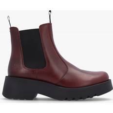 Fly London Medi Wine Leather Chunky Chelsea Boots 39, Colour: Bu
