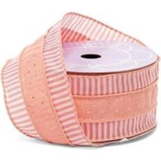 Orange Gift Wrap Ribbons Paper Mart Lt. Coral Romano Dots & Lines Ribbon 2-1/2 X 10 Yards Polyester Ribbon