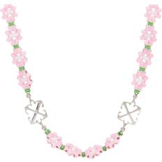 Off-White Women's Flower Beads Chocker Necklace Pink One