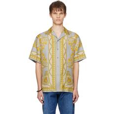 Silk Shirts Versace Baroque Print Short Sleeve Silk Shirt gold (46 54)