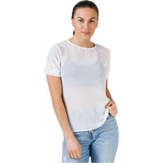 Blanco - Mujer Blusas Pieces Amalie SS Smock Top - White/Blanco