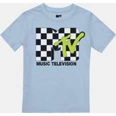 Checkered T-shirts MTV Checker Logo Boys T-Shirt Light Blue 9-10 Years