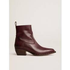 GOLDEN GOOSE 42 Stiefel & Boots GOLDEN GOOSE Low Debbie Boots In Burgundy Leather, Woman