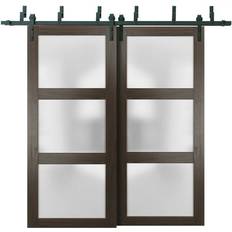 Doors SartoDoors Closet Frosted Glass Barn Doors 56 96 in Chocolate Ash Sliding Door (x)