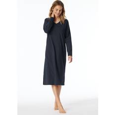 Schiesser Damen Nachthemden Schiesser Nachthemd langarm nachtblau gemustert Comfort Essentials