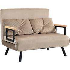 Homcom Bäddsoffor Homcom Bäddsoffa 2-sits Sammet Ljusbrun 2 Kuddar Soffa 2-sits