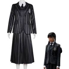 New'C Wednesday Addams Cosplay School Uniform Costume Black