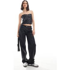 Armani Exchange Women Trousers & Shorts Armani Exchange Co-Ord Loose Fit Coated Jean - Black