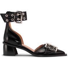 Ganni Chunky Buckle Open Cut Pumps - Black