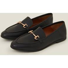 Accessorize Black Slim Metal Bar Loafers, 40, Women's