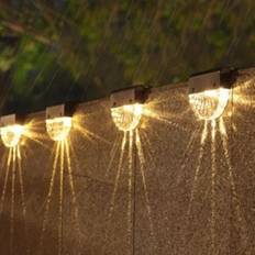 B&Q Garden Decorations B&Q 4 Pc Solar Fence Lights Decking Steps Outdoor Warm White Lighting Garden Decor