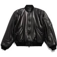 Balenciaga Women Jackets Balenciaga Leather Jackets Black