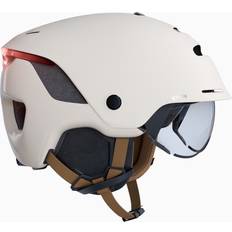 Btwin Fahrradhelm City CBH 900 Visier und Rückbeleuchtung beige EINHEITSFARBE L/59-62cm