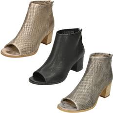Gold Ankle Boots Savannah Ladies peep toe perforated ankle boots