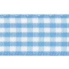 Berisfords SKY BLUE 25mm x 20m Gingham check ribbon Blue