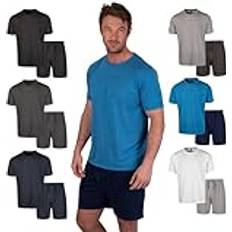 Blue Pyjamas Light & Shade Herren Lsset032 Pyjama-Set, Mittelblaues Meliert/Marineblau