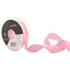 Pink Gift Wrap Ribbons Berisfords ROSE PINK 25mm x 20m Gingham check ribbon Pink