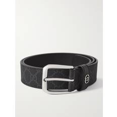 3.5cm Monogrammed Leather Belt Men Black