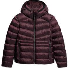 Transparant Kleding Superdry Gewatteerd Donsjack Met Capuchon Paars - Rouge