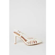 White Heels & Pumps Faith Connie Lattice Front High Stiletto Slingback Court Shoes White